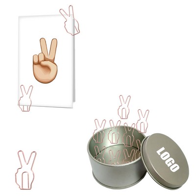 Victory Shaped Paper Clips in Tin Box