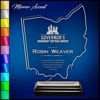 8" Ohio Clear Acrylic Award with Mirror Accent
