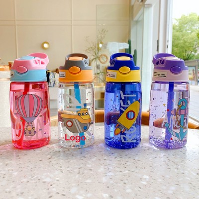 16oz Kids Water Bottle BPA Free Leak-Proof Bottle Design and Cute Artwork Button Release