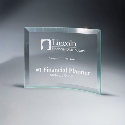 Beveled Jade Glass Crescent Plaque (10"x7"x0.1875")