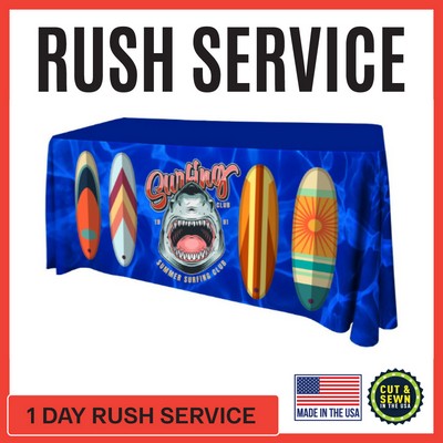 Premium | (One Day RUSH SERVICE) 4' x 30"T x 29"H Hemmed Standard Table Throw - Made in the USA