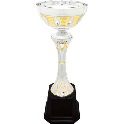 12" Silver/Gold Completed Metal Cup Trophy on Plastic Base