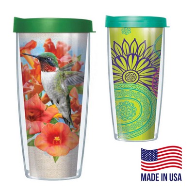 16 oz. Full Color Travel Tumbler, Polycarbonate Double Wall Mugs