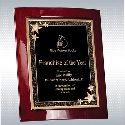7 1/2" x 9" Premium Rosewood Piano Finish Eclipse Plaque with Black Starburst Plate