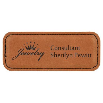 Rectangle Badge with magnet, Rawhide Faux Leather, 3 1/4" x 1 1/4"