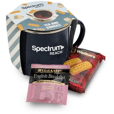 Promo Revolution - 16 Oz. Specked Camping Mug Gift Set w/Tea & Cookies