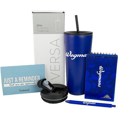 Welcome Gift Set with Dual-Lid Tumbler, Stone Paper Notebook & Soft-Touch Pen