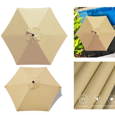 9ft Replacement Canopy Market Patio Umbrella with 6 Ribs