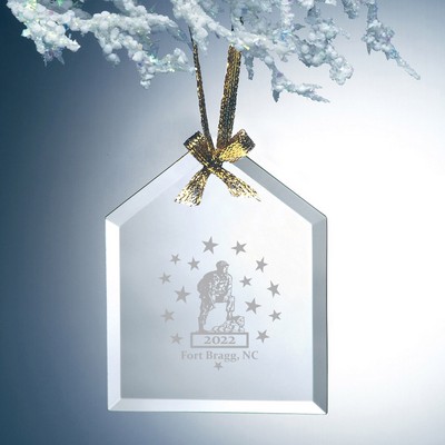 Beveled Jade Glass Ornament - House