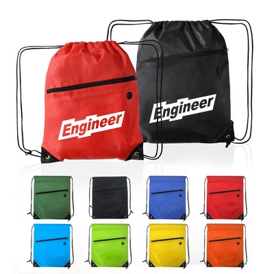 Drawstring Backpack w/Front Zipper Pocket