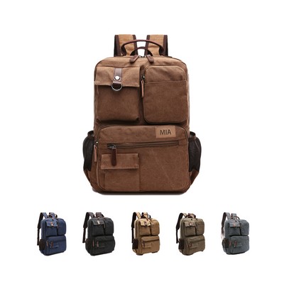 Men Canvas Multiple Pockets Backpack