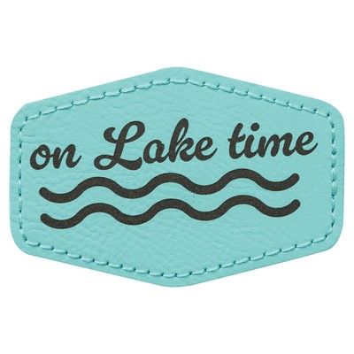 3"x2" Hexagon Patches, Teal Laserable Leatherette