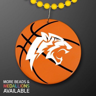 Basketball Medallion on Yellow Beads Necklace (NON-Light Up) - PRINTED