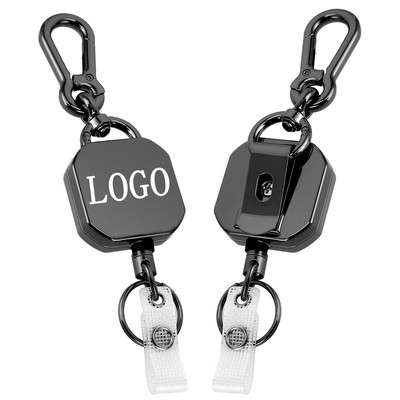 Square Metal Retractable Keychain