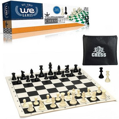 Tournament Chess Set, Roll-up Board, Weighted Pieces 3.75 in. King
