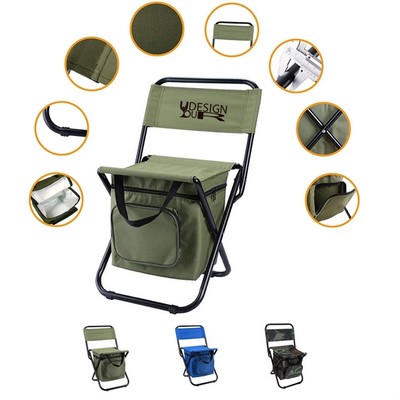 Portable Backrest Folding Chair With Cooler Bag