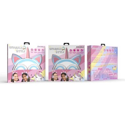 Cat Unicorn LED Wired Headsets - Light Blue/Pink (Case of 24)
