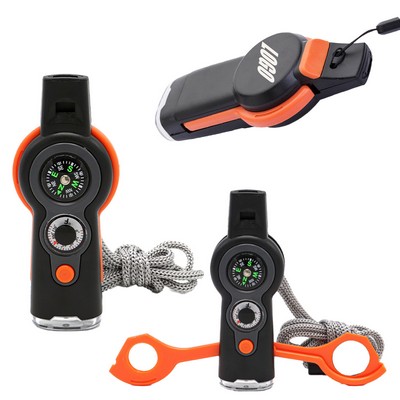 7-In-1 Multifunctional Survival Whistle Compass Thermometer