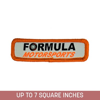 Woven Label Up To 7 Sq. Inches w/ Embroidery Backing and Merrowed Edge (4-p