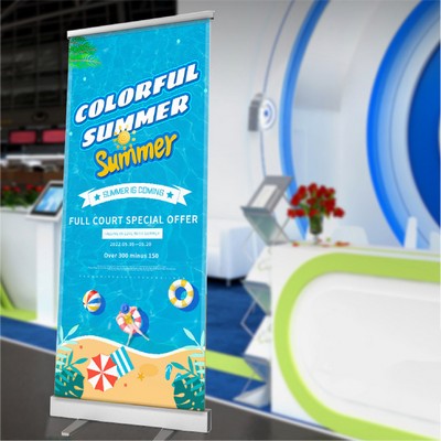 6.5' Retractable Banner Roll Up Banner Display for Summer Camp, Seminar, Lecture, Meeting