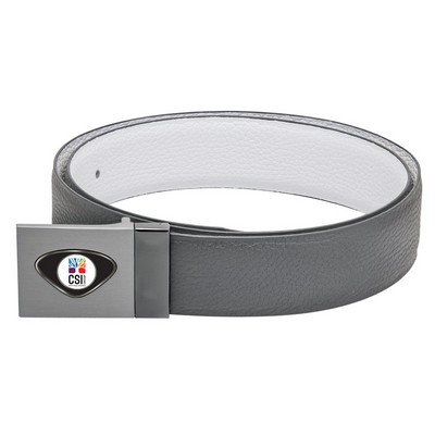Gray Reversible Men's Leather Belt W/ Color Medallion