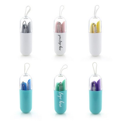 Foldable Silicone Straw With Capsule Box