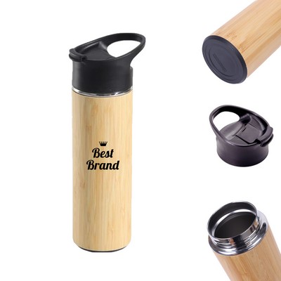 16 OZ Bamboo Stainless Steel Insulated Cup with Handle