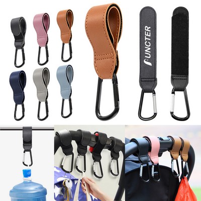 Multipurpose Baby Stroller Hook/Carabiner PU Leather Bag Hanger For Hanging