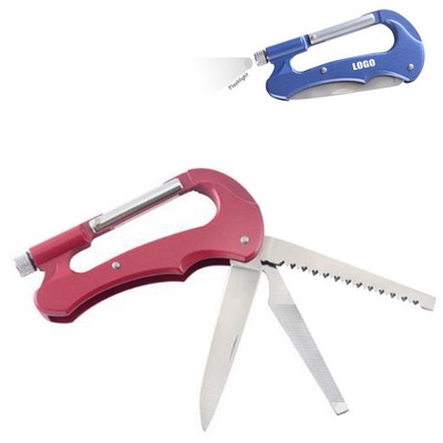 All In One Carabiner Knife Saw Tool With Flashlight