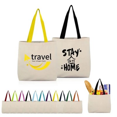 8 Oz Cotton Tote Bag With Contrast Handles