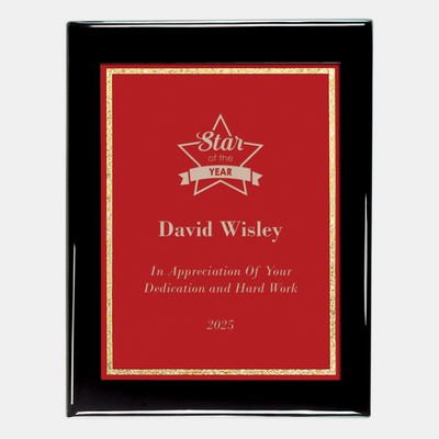 Red Victory Plate on Gloss Blackwood Plaque (L)