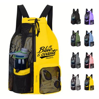 Mesh Drawstring Beach Gym Backpack