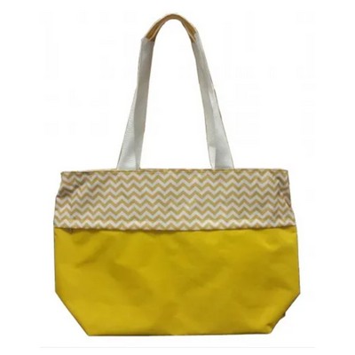 Mannitok Chevron Jumbo "Bold" Tote, Yellow