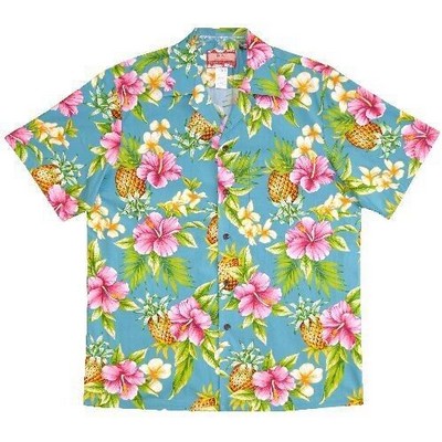 Hawaiian Tropical All Over Print Button Front Slate Cotton Shirt - DEEP INVENTORY