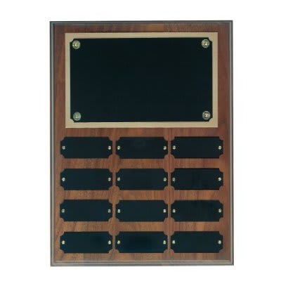 12 Plate Genuine Walnut Completed Perpetual Plaque