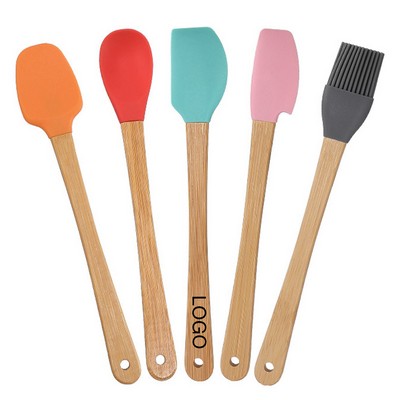 5-Piece Wooden Handle Spatula Baking Set