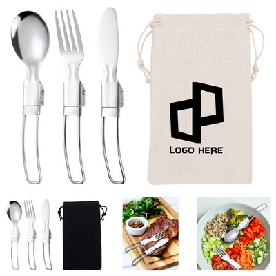 Portable Stainless Steel Foldable Cutlery Flatware Set