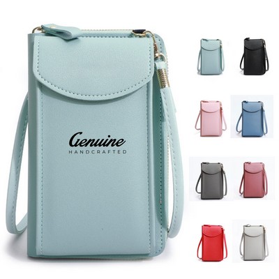 Pu Leather Cell Phone Crossbody Bag