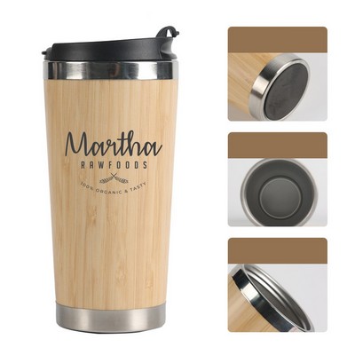 15oz Stainless Steel Interior Bamboo Tumbler