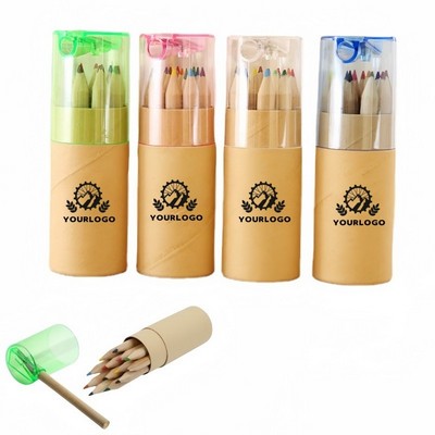 12-Piece Custom Portable Colored Pencils Set w/Sharpener
