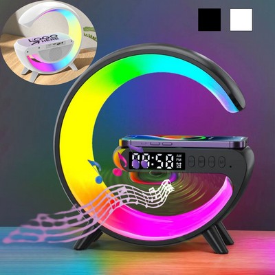 LED Alarm Clock With Wireless Charger & Bluetooth Speaker