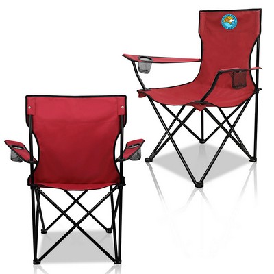 Premium Folding Chair W/ Cup Holders & Carry Bag (300lb Capacity)