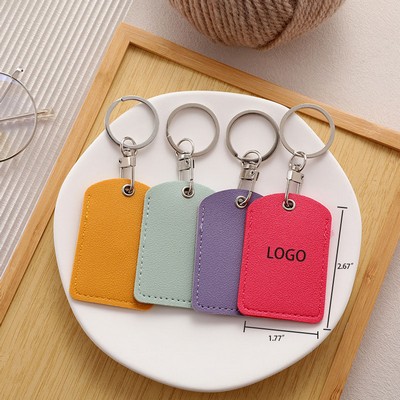 PU Rectangular Leather Cover Key Chain 2.67"X1.77"