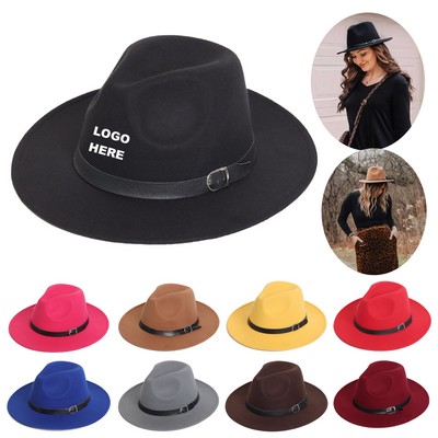 Fashion Classic Wide Brim Jazz Hat Floppy Panama Fedora Hat for Women