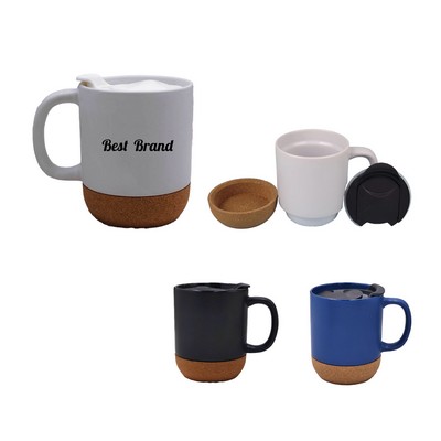 12 oz Ceramic Coated Coffee Mug With Cork Base