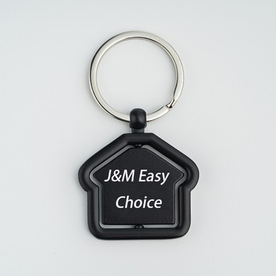 Zinc Alloy House Rotatable Metal Keychain