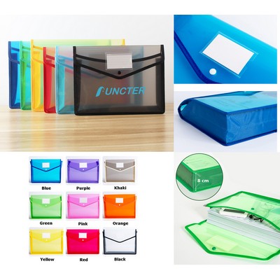 Colorful A4 Sized Document Folder Plastic Envelope File Envelope W/ Snap Button Closure & Label Slot