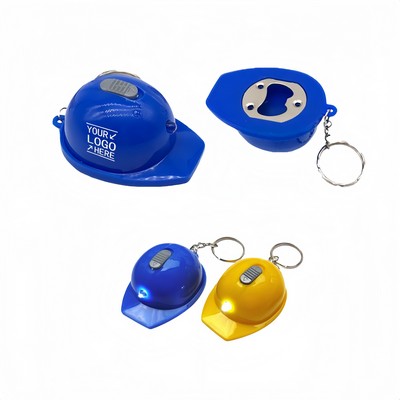 LED Safety Helmet Plastic Bottle Opener Keychain