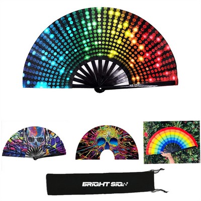 Large Bamboo & Nylon Folding Hand Fan