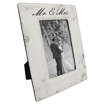 4" x 6" White Marble Leatherette Photo Frame
